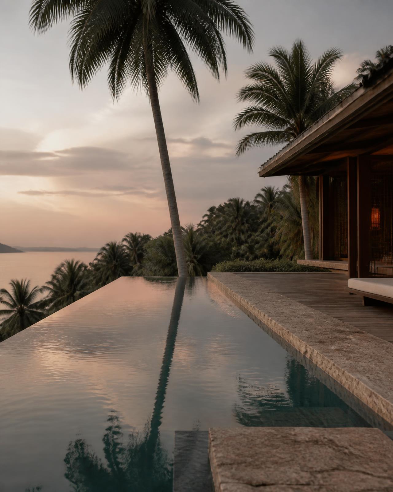 Hillside villa pool overlooking the sea
